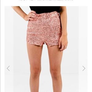 High waist Pink sequin shorts